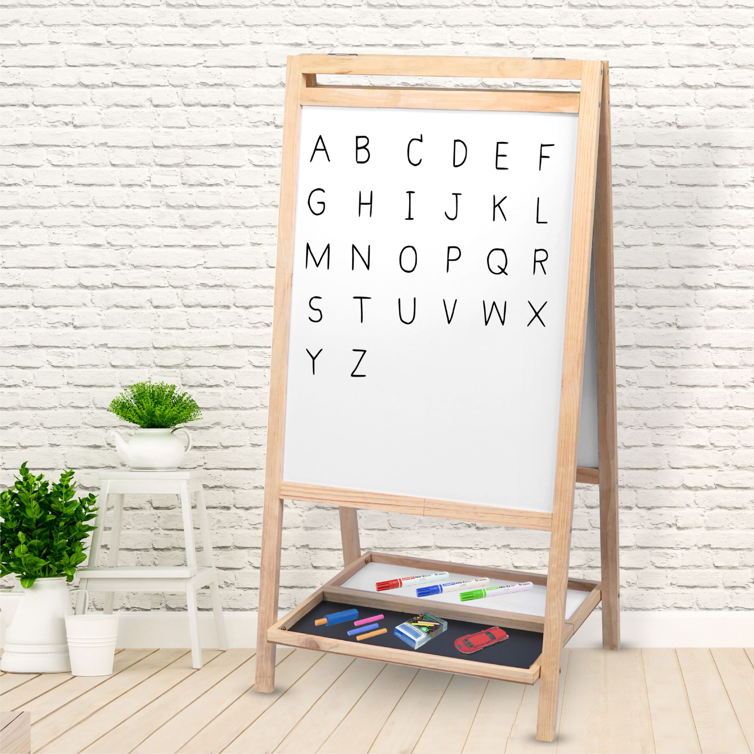  Double Sided Scribble Board White Board and Chalk Board for Multipurpose